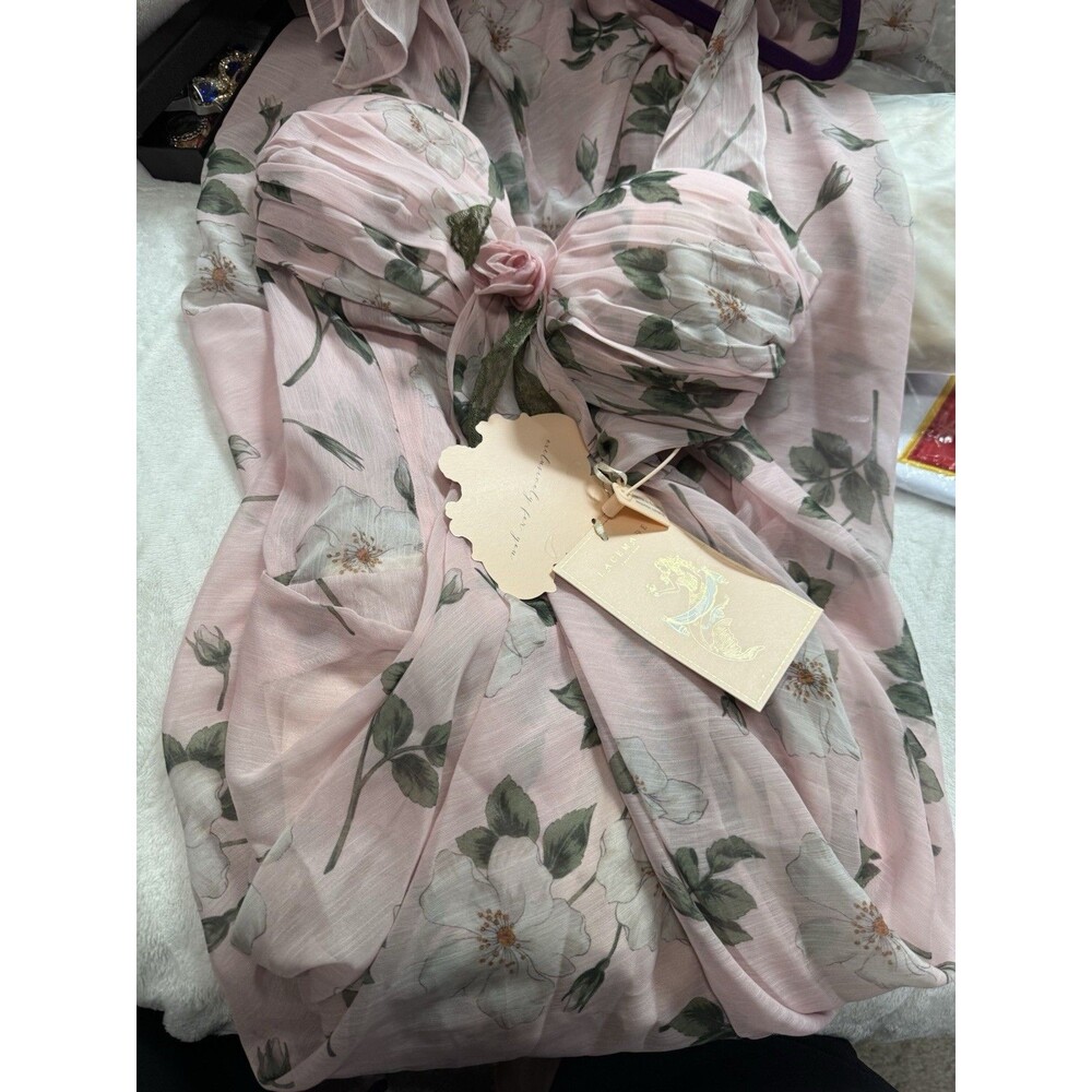 Lacemade Gardenia Breeze Dress Sz M Pink Floral Dress - Picture 8 of 11